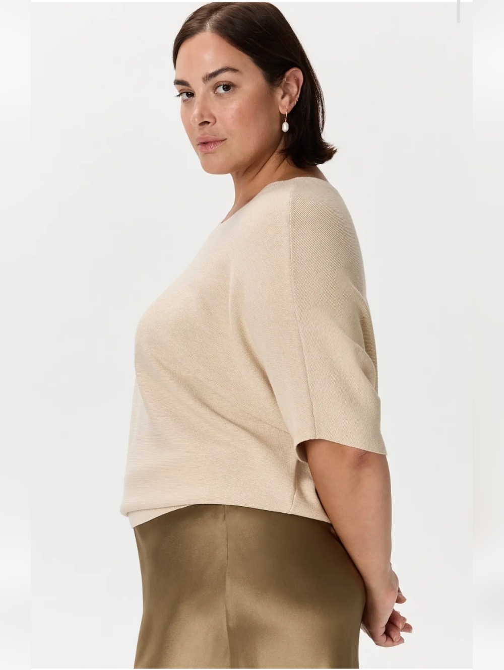 Quince Heather Oatmeal Cotton Cashmere Dolman Sweater Minimalist Contemporary XL - Picture 2 of 9